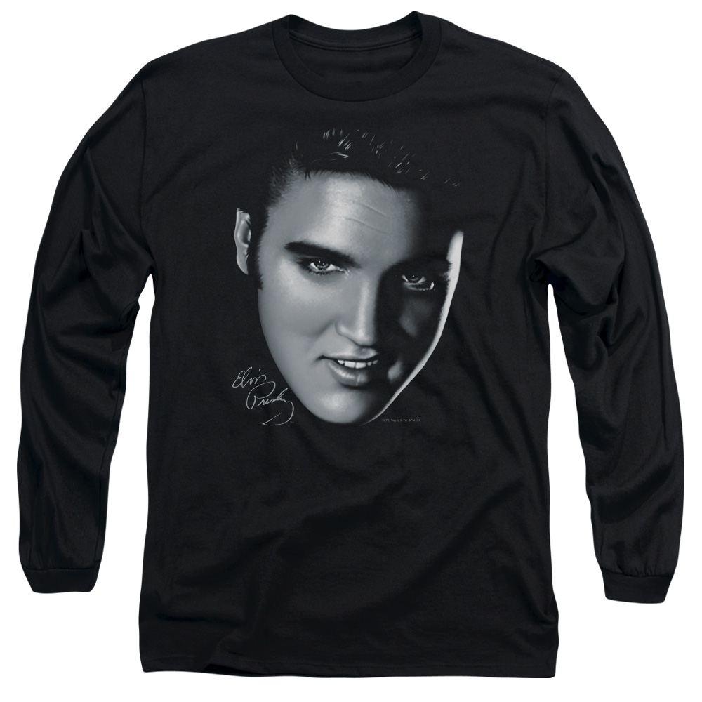 Elvis Presley Big Face Adult Long Sleeve T-Shirt Black