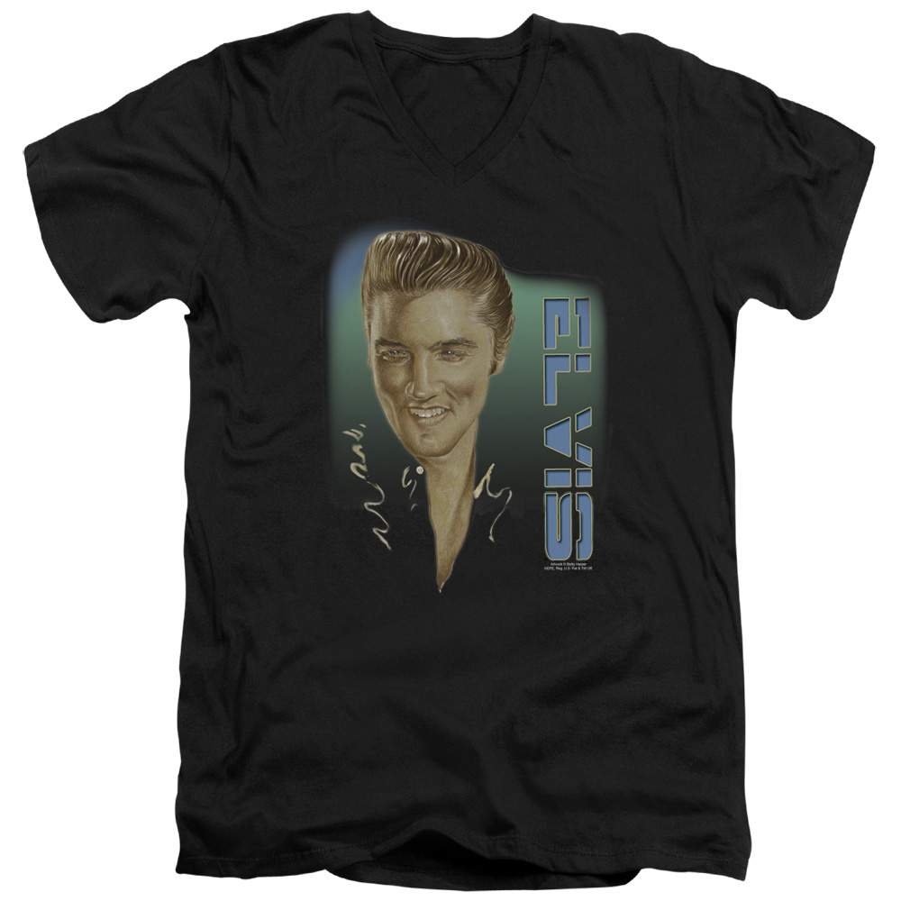 Elvis Presley Elvis 56 Adult V-Neck T-Shirt Black