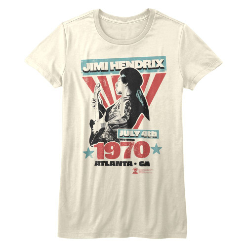 Jimi Hendrix Atlanta Vintage White Ladies Bella T-Shirt