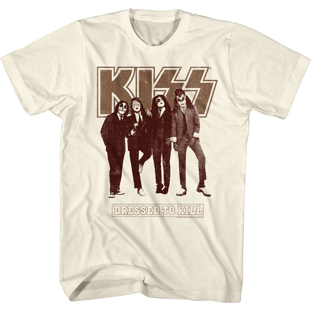 Image of Kiss Dressed To Kill Natural Adult T-Shirt