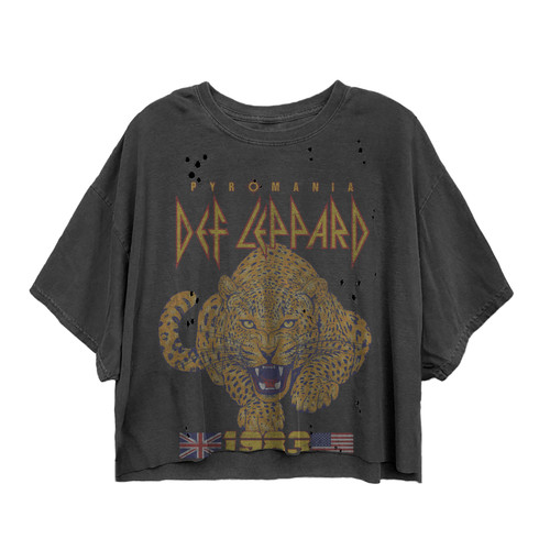 Def Leppard Tour 1983 Cat Women's Vintage Crop Top T-Shirt