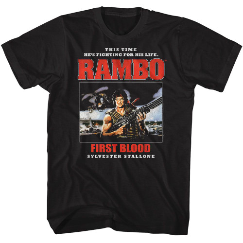 Rambo Text Stack Black T-Shirt