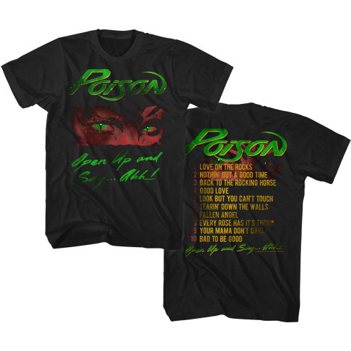 Poison 黒 (open up and Ahh)プリントTシャツ　未開封 Poison Open Up Tracklist Black Adult T-Shirt