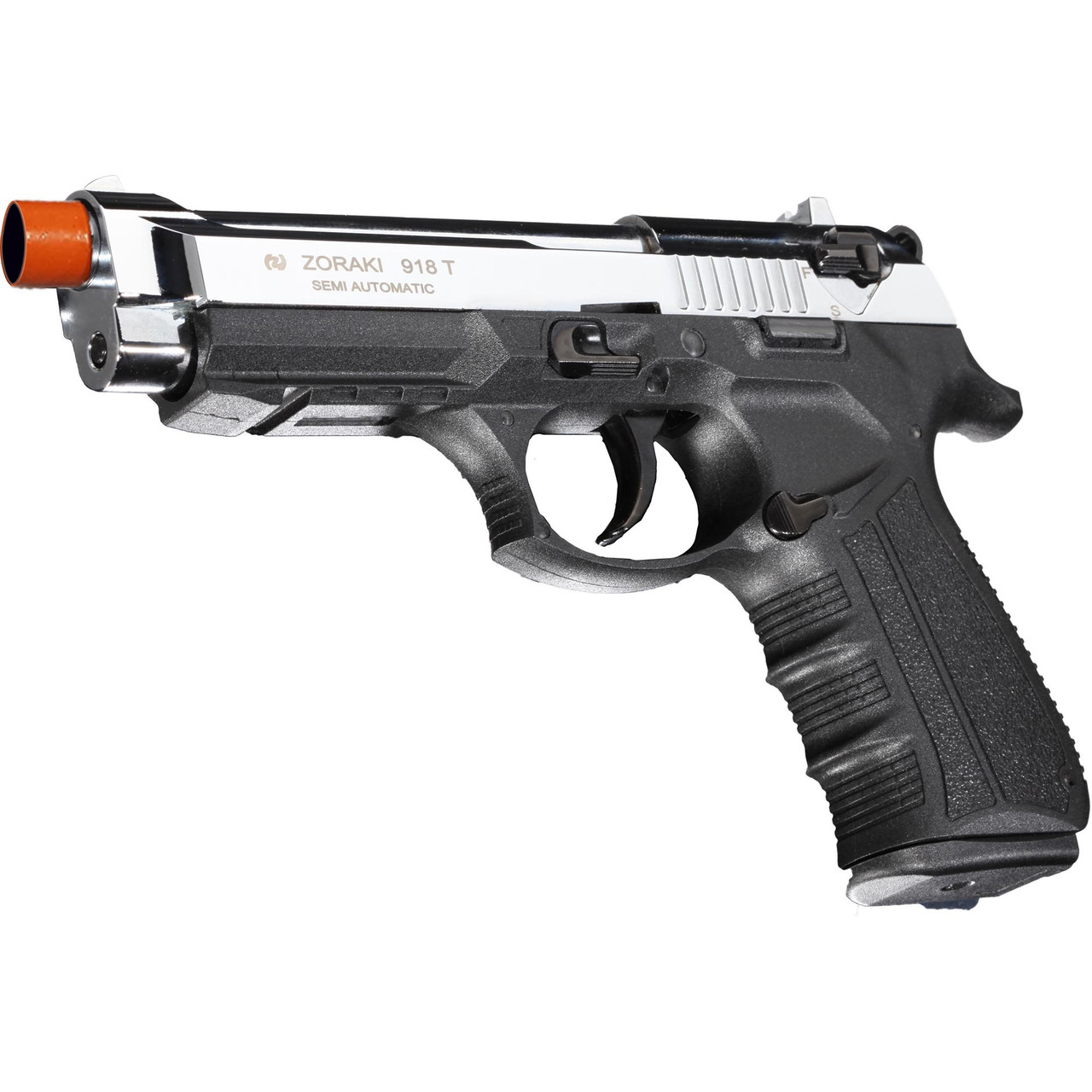 【希少】KU U.S.A.（空）の模様あり・925シルバー刻印あり ZORAKI 918 Semi Auto Blank Pistol - Chrome - BlankGunArmory.com