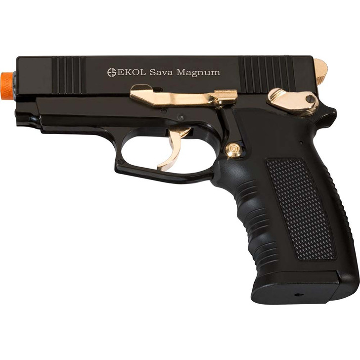 Sava Magnum 9mm Front Firing Blank Gun Semi Automatic - Black/Gold Main  