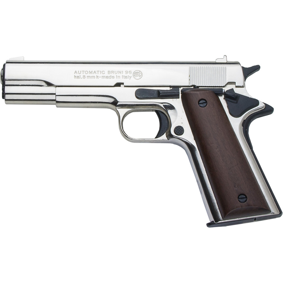 Deluxe 8mm Blank Firing Replica .45 Caliber Army Pistol Nickel Finish Main Image