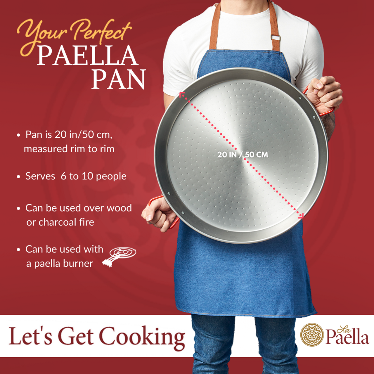 20 Carbon Steel Paella Pan (50 cm) La Paella