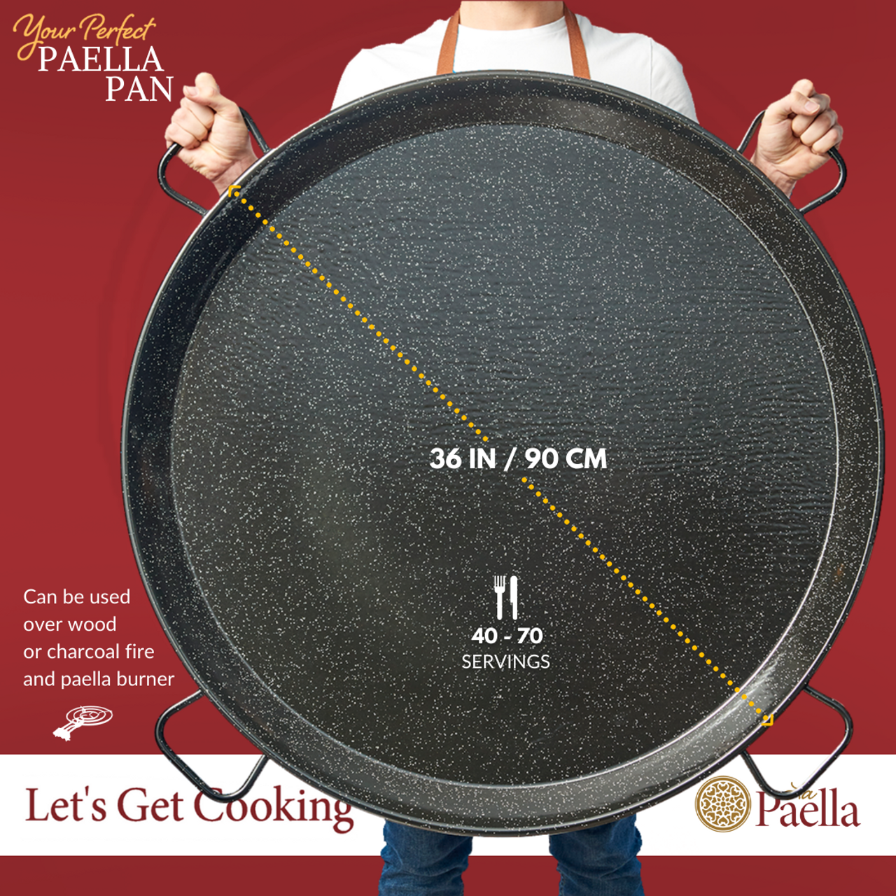 Garcima 14-inch Stainless Flat Bottom Paella Pan, 36cm