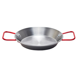 8" Carbon Steel Paella Pan with Red Handles from Spain (20 cm)