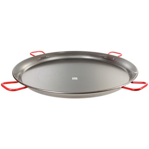 16 Inch Stainless Steel Frying Pan Paella Pan with 2 Sides Handles Wide and  Shallow Dimpled Surface and Flared Sides That Cook Food Fast Great for  Stovetop or O…