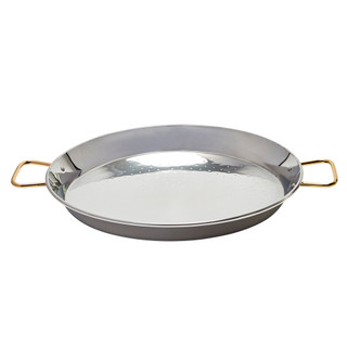 16" Stainless Steel Paella Pan with Gold Handles from Spain (40 cm)