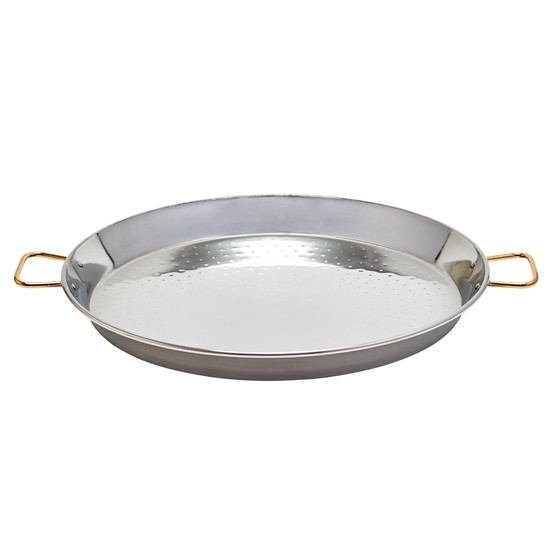 20" Stainless Steel Paella Pan with Gold Handles from Spain (50 cm)