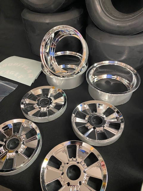 1/4 Scale Cobra Halibrand Wheel & Tire Set Chrome/Chrome (4)