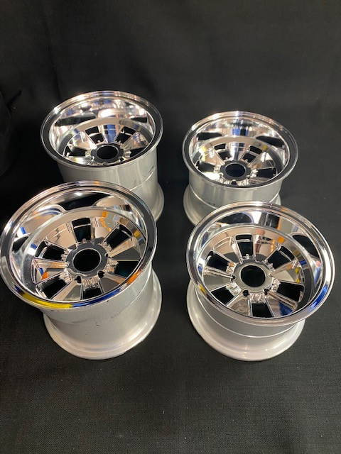 1/4 Scale Cobra Halibrand Wheel & Tire Set Chrome/Chrome (4)