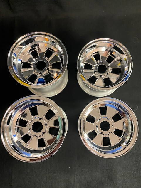 1/4 Scale Cobra Halibrand Wheel & Tire Set Chrome/Chrome (4)