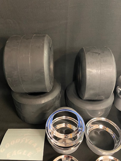 1/4 Scale Cobra Halibrand Wheel & Tire Set Chrome/Chrome (4)