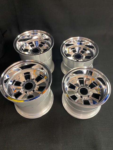 1/4 Scale Cobra Halibrand Wheel & Tire Set Chrome/Chrome (4)