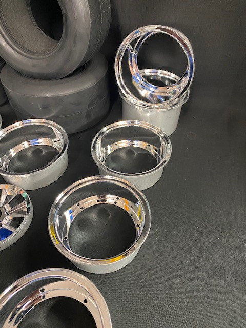 1/4 Scale Cobra Halibrand Wheel & Tire Set Chrome/Chrome (4)