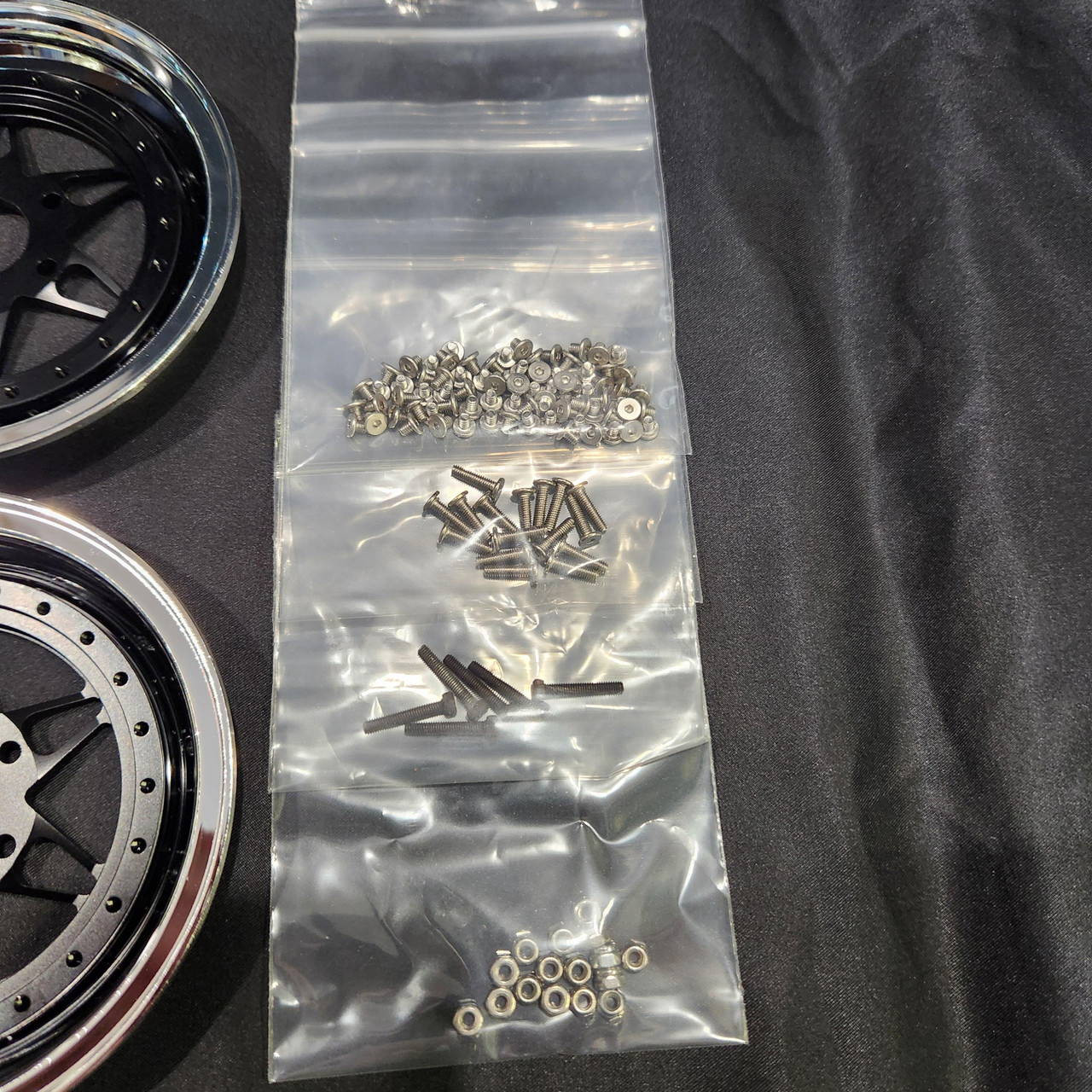 1/4 Scale Wheel & Tire Set 12 Spoke Black/Chrome (4)