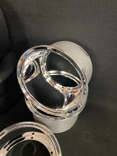 1/4 Scale Cobra Halibrand Wheel & Tire Set Chrome/Black (4)