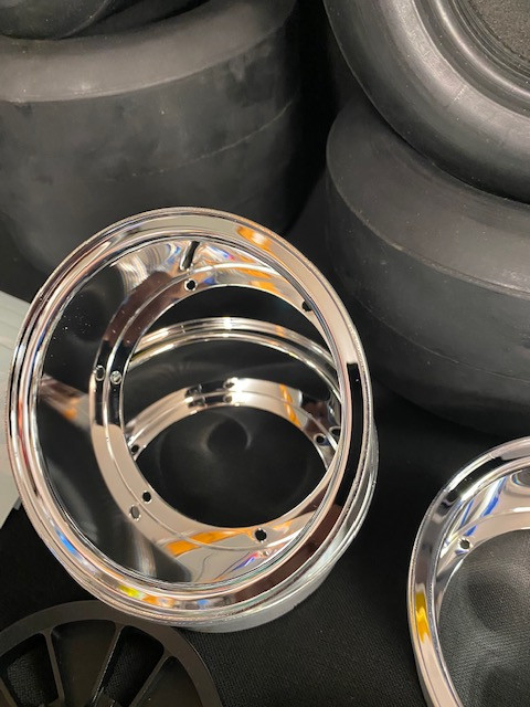 1/4 Scale Cobra Halibrand Wheel & Tire Set Chrome/Black (4)