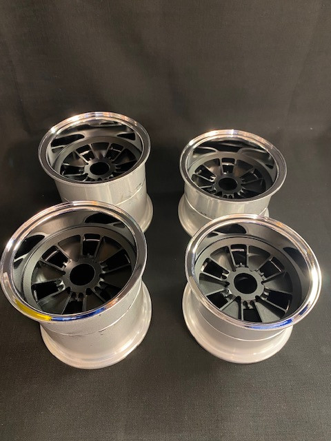 1/4 Scale Cobra Halibrand Wheel & Tire Set Chrome/Black (4)