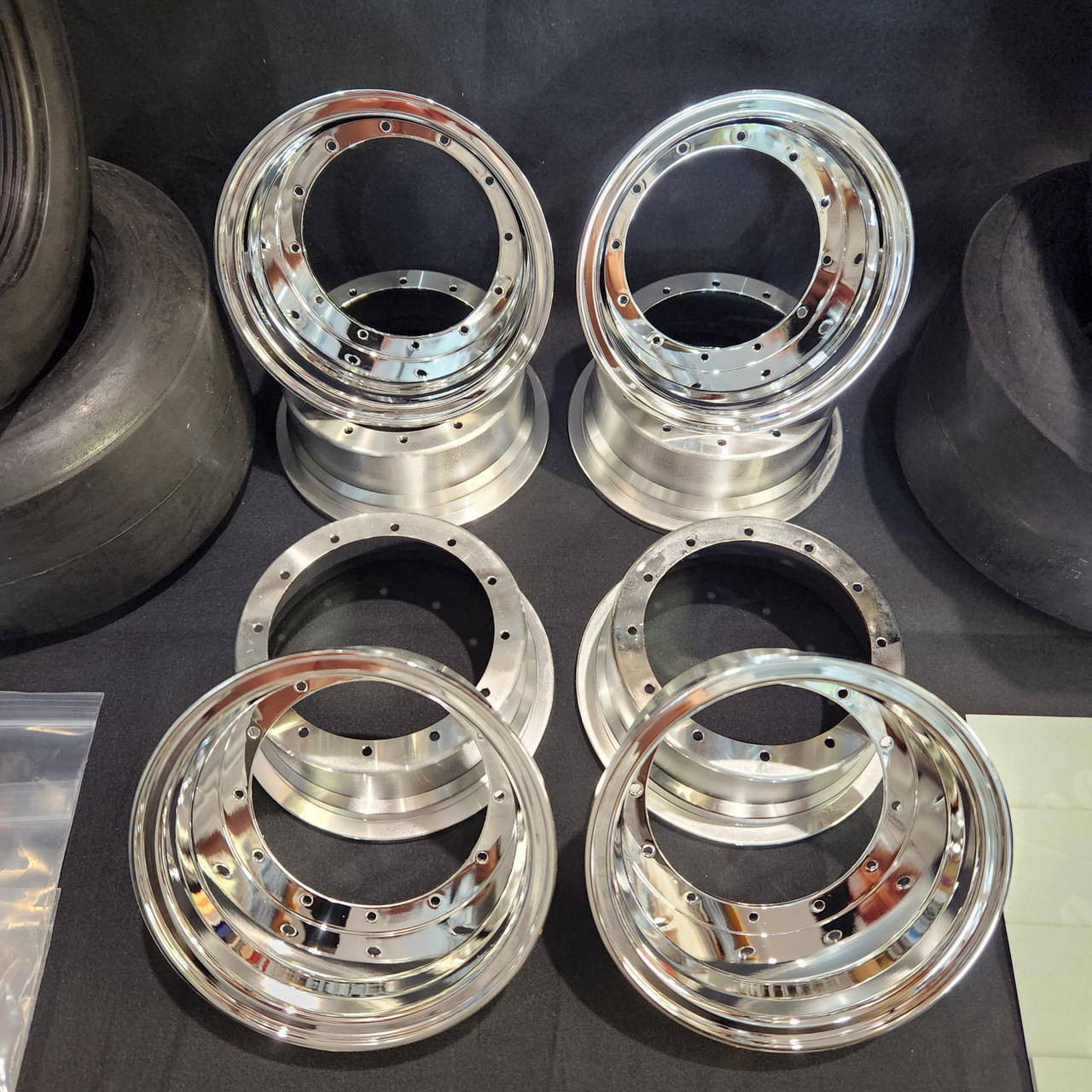 1/4 Scale 3" Inch Wheel & Tire Set 5 Spoke Chrome / Chrome (4)