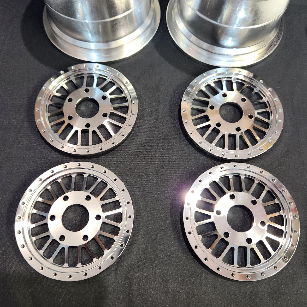 1/4 Scale 3" Inch Wheel & Tire Set Multi Spoke Chrome / Chrome (4)