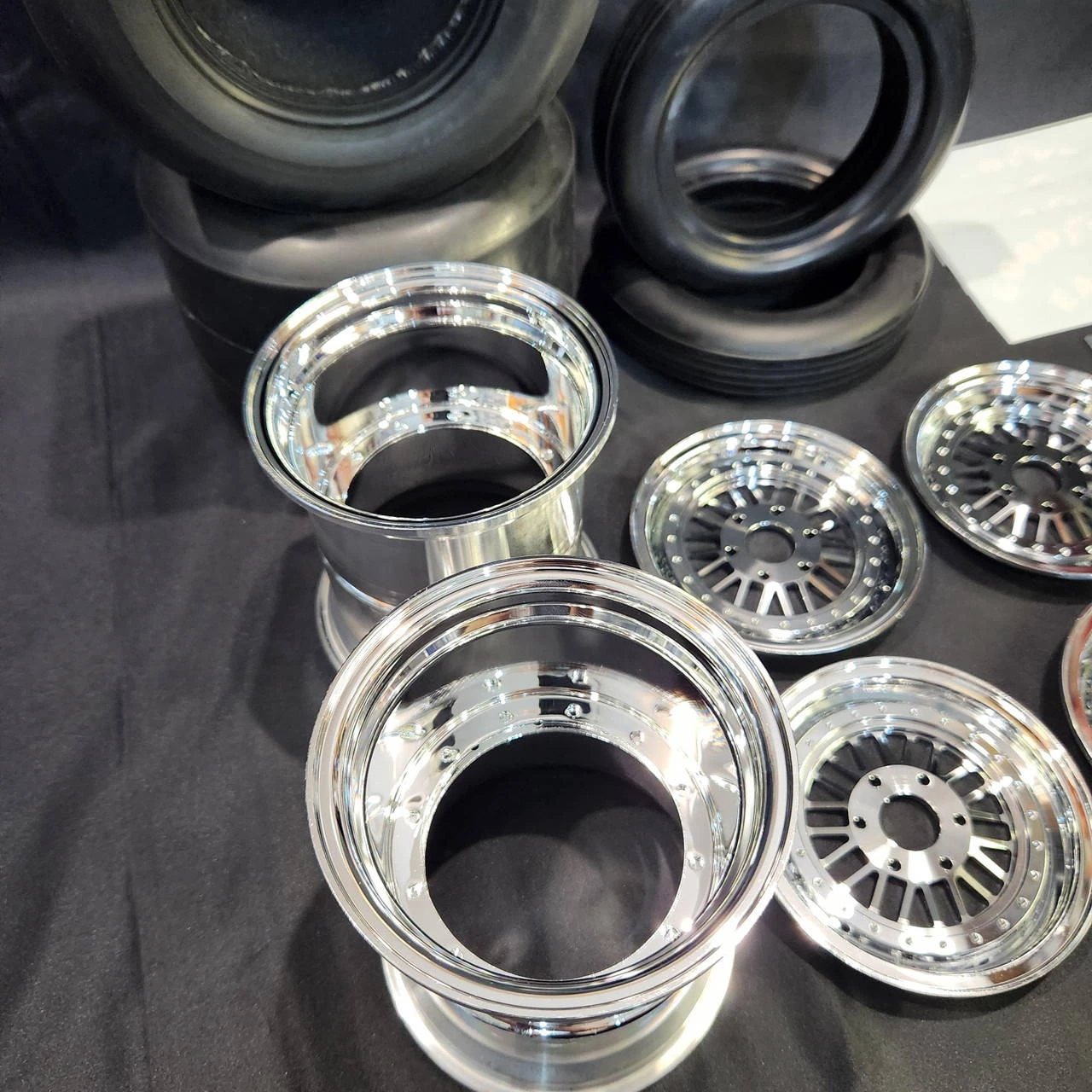 1/4 Scale Wheel & Tire Set Multi Spoke Chrome / Chrome (4)