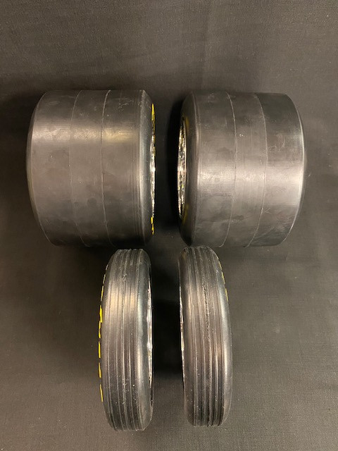 1/4 Scale Wheel & Tire Set 6 Spoke Chrome/Black (4)
