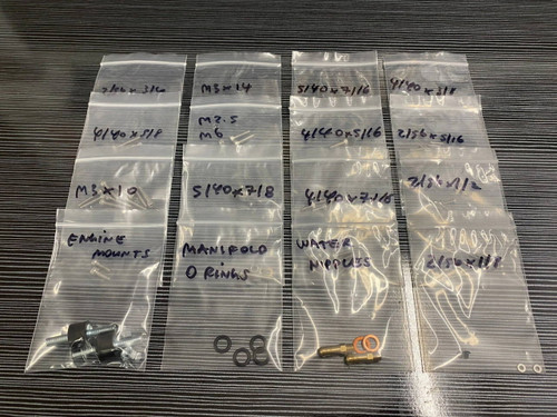 1/4 Scale V8 Hardware Set Including O Rings , Engine Mounts & Water Nipples