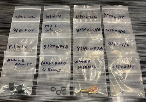 1/4 Scale V8 Hardware Set Including O Rings , Engine Mounts & Water Nipples