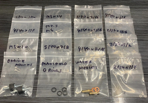 1/4 Scale V8 Hardware Set Including O Rings , Engine Mounts & Water Nipples