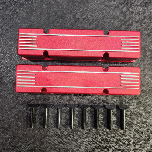 1/4 Scale V8 Aluminum Red Valve Covers (2) & Black Wing Nuts (8)