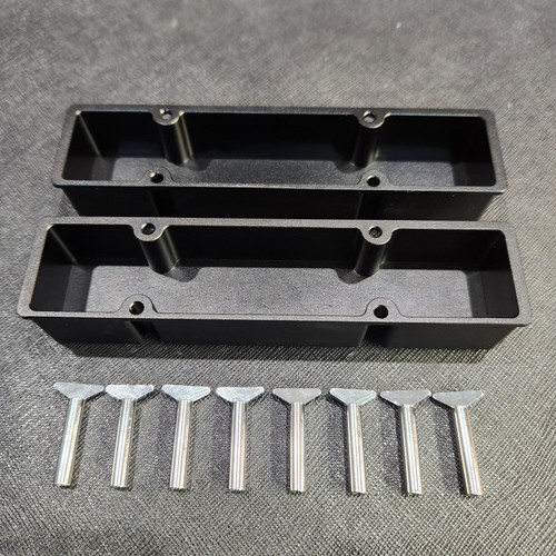 1/4 Scale V8 Aluminum Black Valve Covers (2) & Chrome Wing Nuts (8)