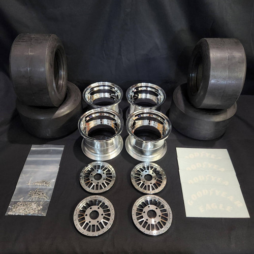 1/4 Scale 3" Inch Wheel & Tire Set Multi Spoke Chrome / Chrome (4)