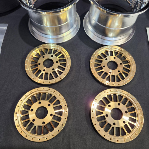 1/4 Scale 3" Inch Wheel & Tire Set Multi Spoke Gold / Chrome (4)