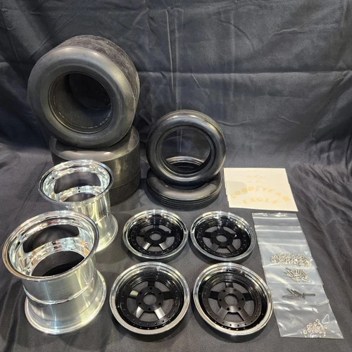 1/4 Scale Wheel & Tire Set 5 Spoke Black / Chrome (4)