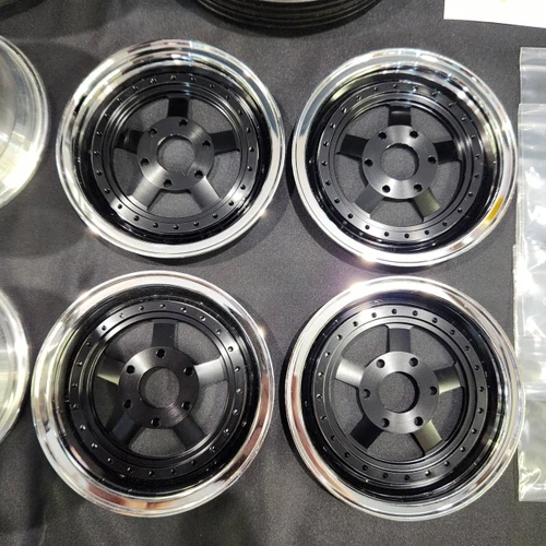 1/4 Scale Wheel & Tire Set 5 Spoke Black / Chrome (4)
