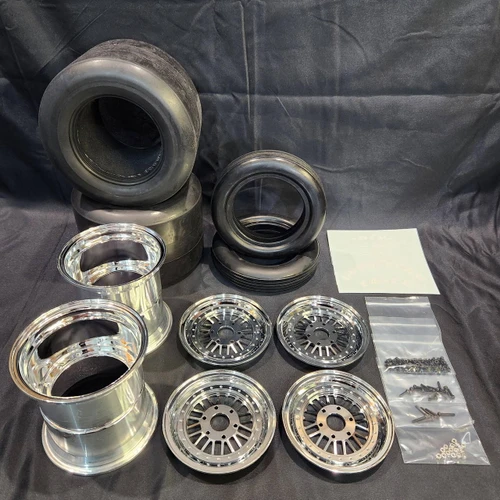 1/4 Scale Wheel & Tire Set Multi Spoke Chrome / Chrome (4)