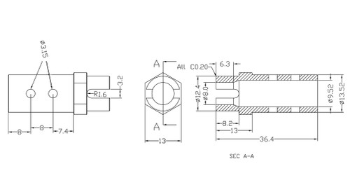 1/4 Scale Long drive Cup Joint 5/16-24 thread
