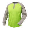 Gray Lime Green Black Stallion Flame Resistant Long Sleeve Henley Shirt