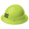 High-Vis Lime Custom ERB Americana Full Brim Hard Hat with 4-Point Mega Ratchet Suspension