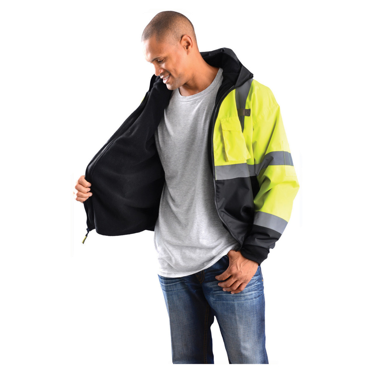 OccuNomix Class 3 High-Vis 3-Way Black Bottom Bomber - LUX-ETJBJR