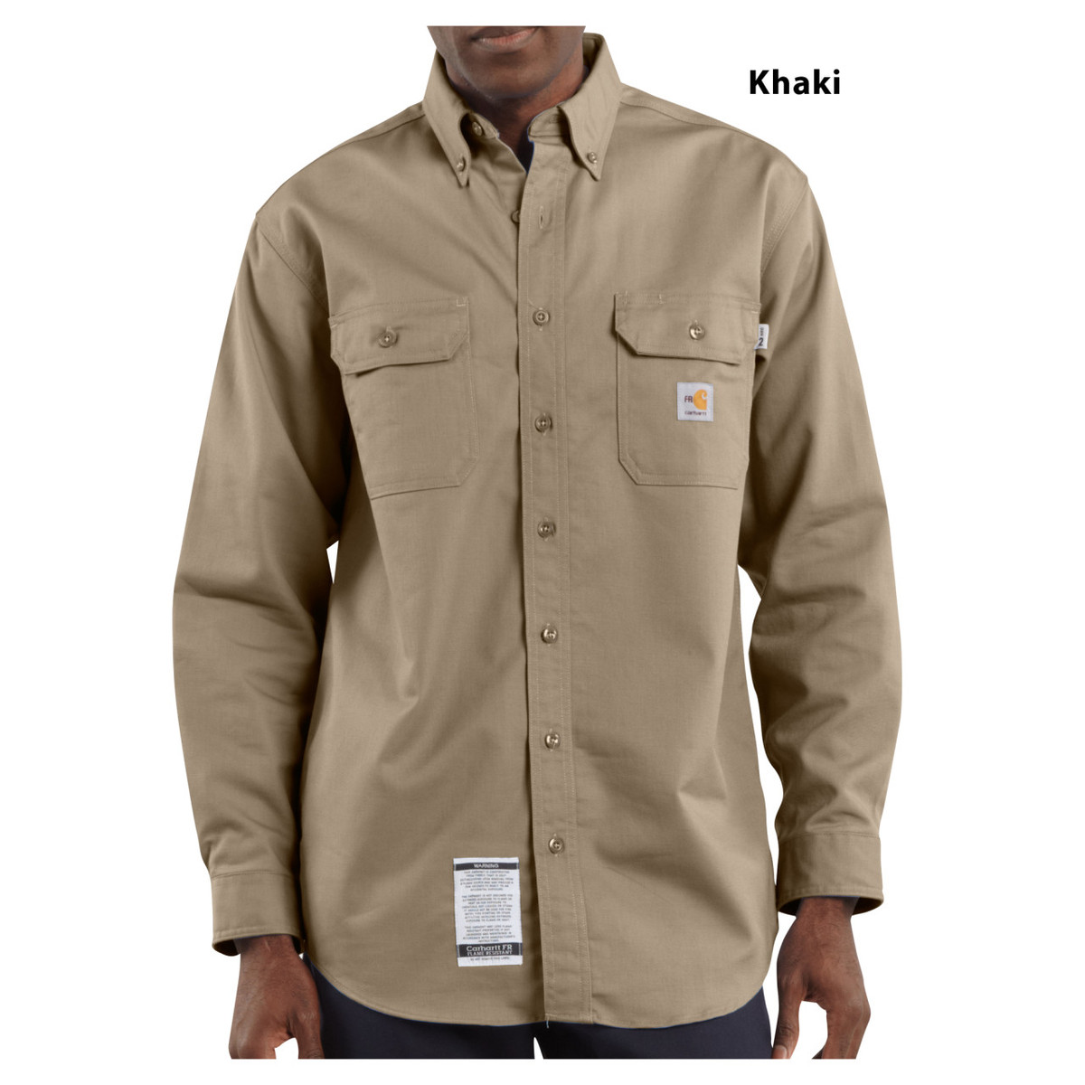 Branded Carhartt Rugged Professional Long Sleeve Shirt Dark Khaki
