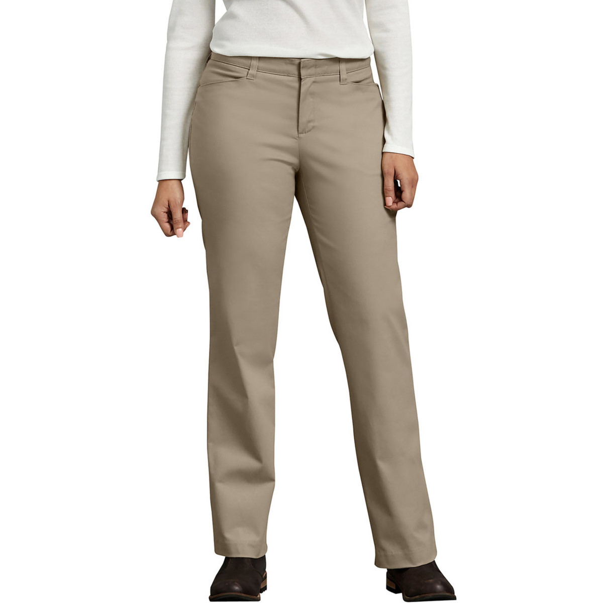 Dickies Women's Curvy Fit Straight Leg Stretch Twill Pants