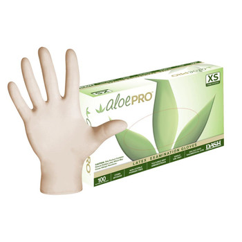 Dash AloePro Latex Exam Gloves - Natural - 5.1 mil - Case of 1000