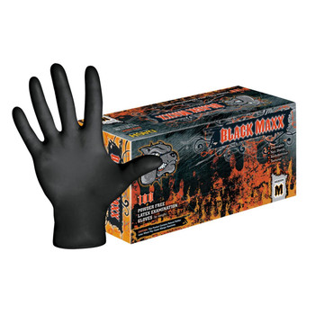 Dash Black Maxx Latex Exam Gloves - Black - 6.6 mil - Case of 1000
