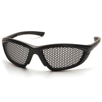 Pyramex Trifecta Safety Glasses - Punched Steel Lens - Black Frame