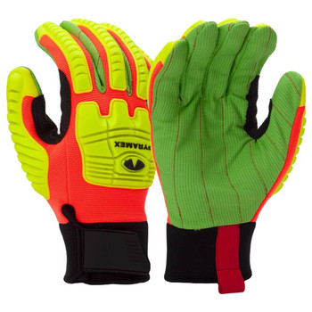 Pyramex GL803C Hi-Vis Corded Cotton A2 Cut Level 2 Impact Gloves